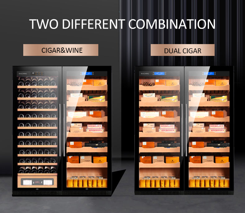 Raching CS600 – Dual-Door Wine Cooler & Electronic Cigar Humidor Cabinet (Wine + Cigars)