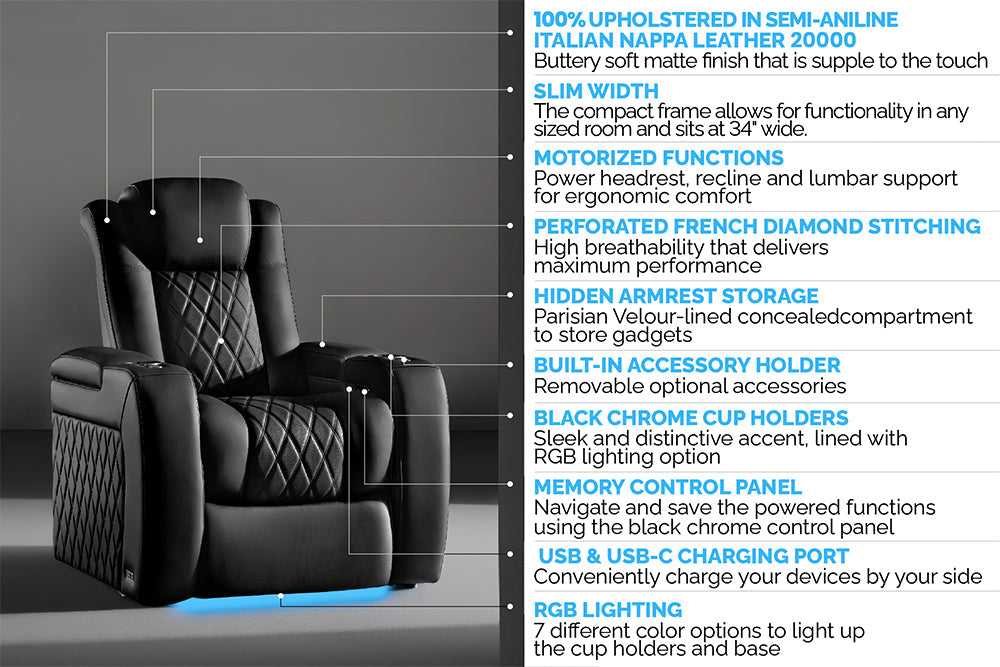 Valencia Tuscany Slim Ultimate Italian Semi-Aniline Leather Theater Seating – 2025 Luxury Edition