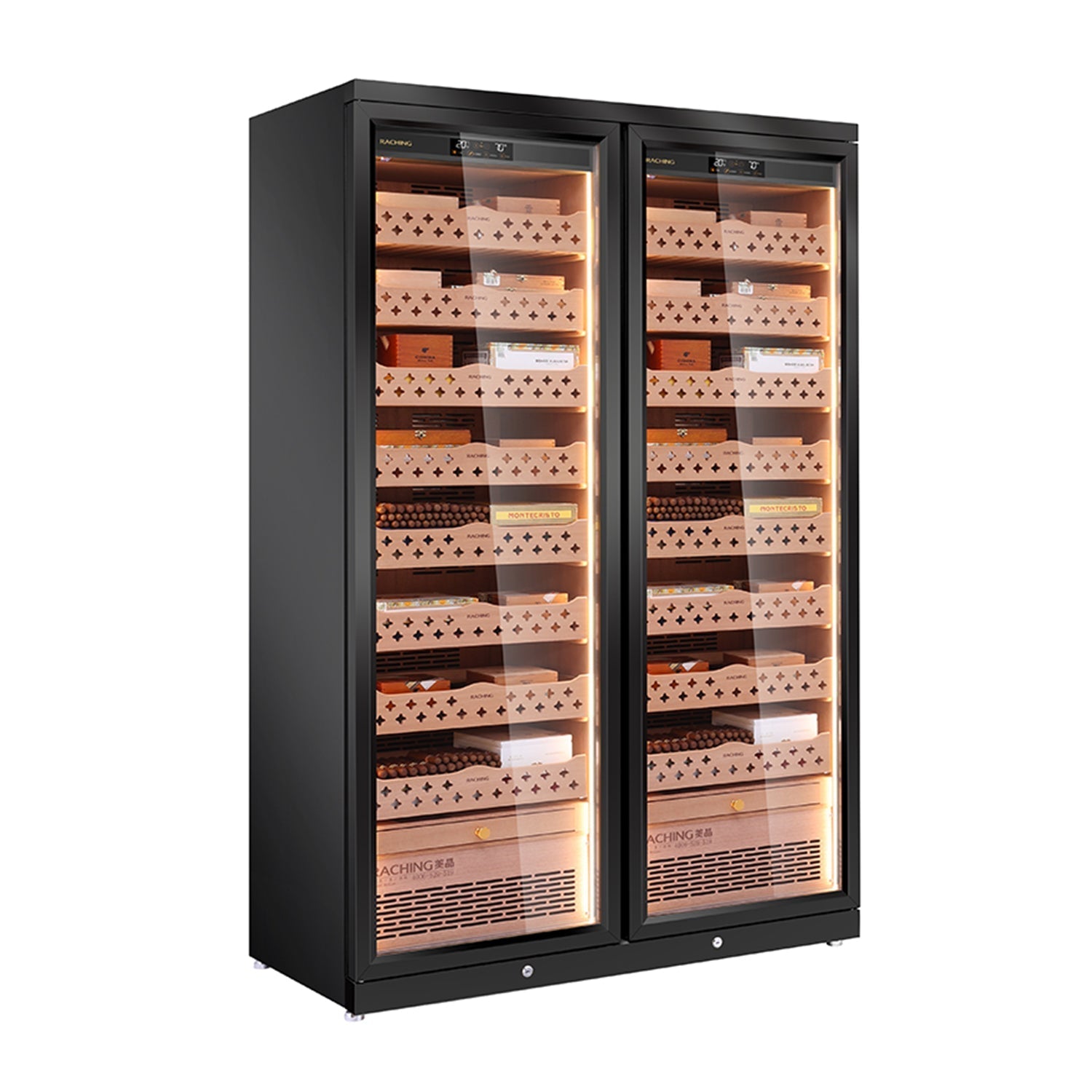Raching CD1200 – Smart Dual-Door Cigar Humidor & Wine Cooler (Premium Stainless Steel, 2-in-1 Cabinet)