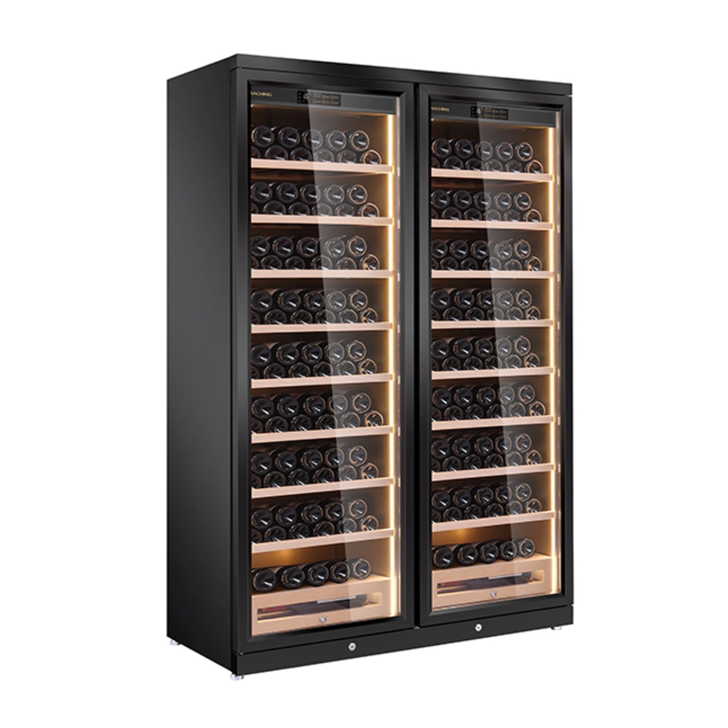 Raching CD1200 – Smart Dual-Door Cigar Humidor & Wine Cooler (Premium Stainless Steel, 2-in-1 Cabinet)