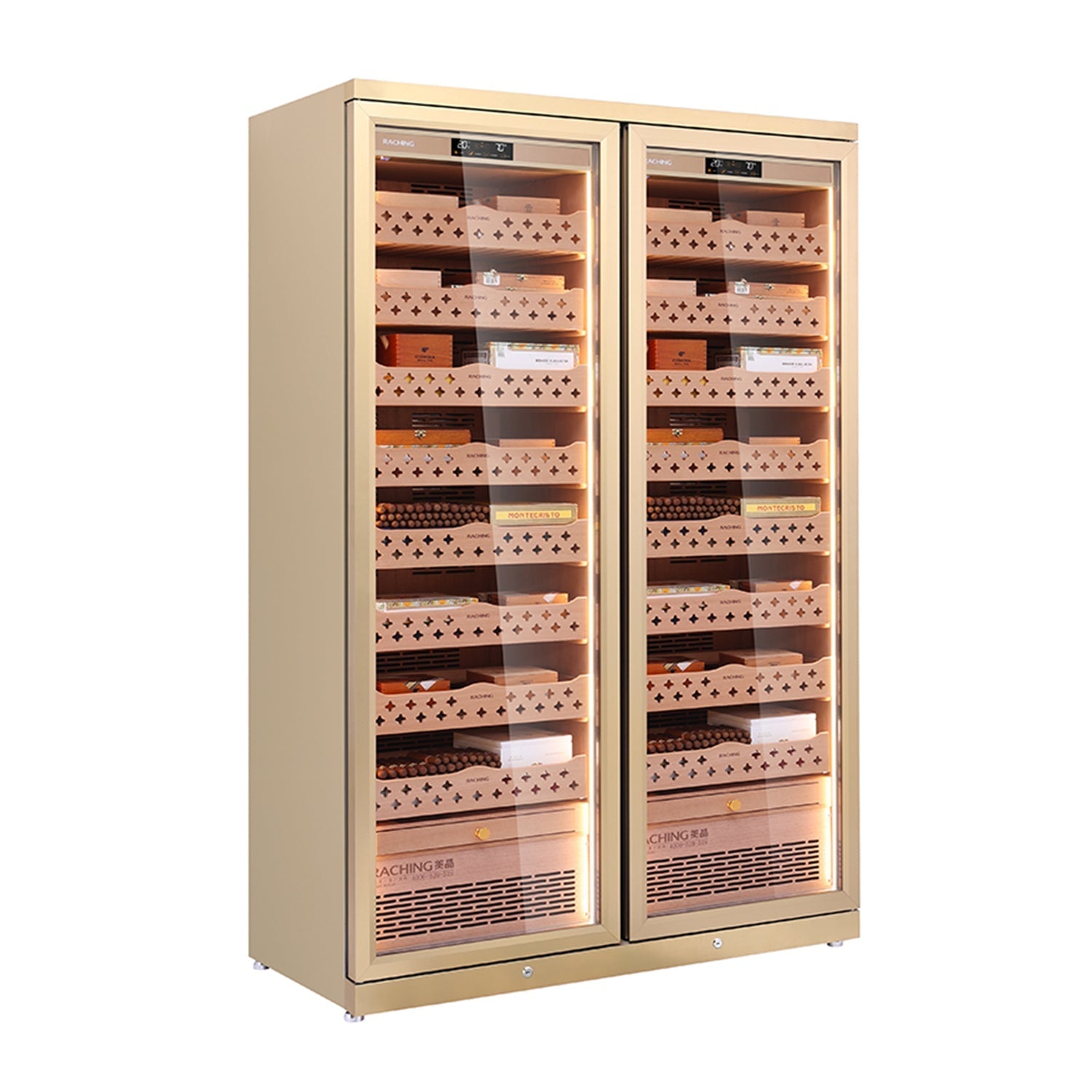 Raching CD1200 – Smart Dual-Door Cigar Humidor & Wine Cooler (Premium Stainless Steel, 2-in-1 Cabinet)
