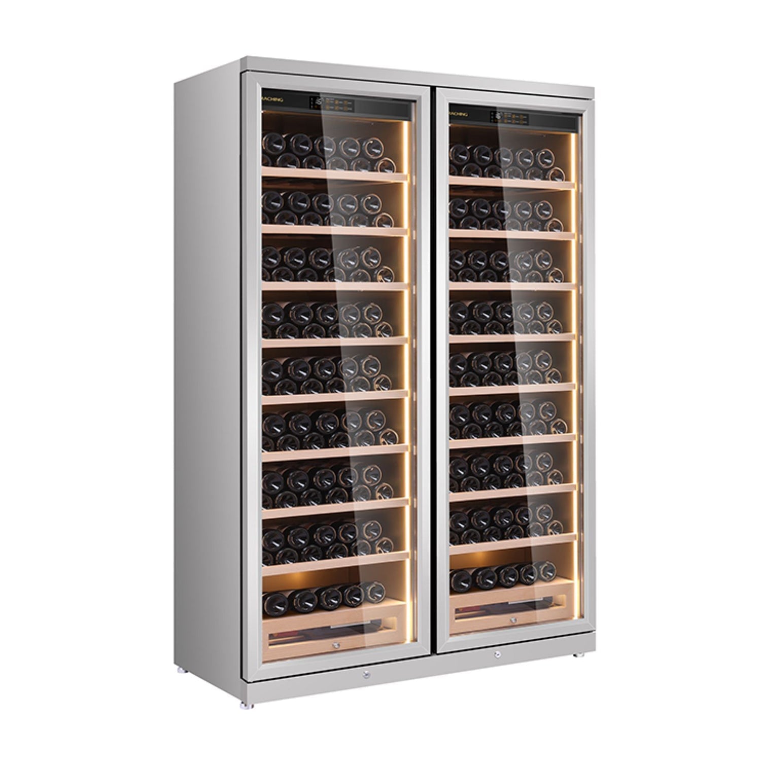 Raching CD1200 – Smart Dual-Door Cigar Humidor & Wine Cooler (Premium Stainless Steel, 2-in-1 Cabinet)