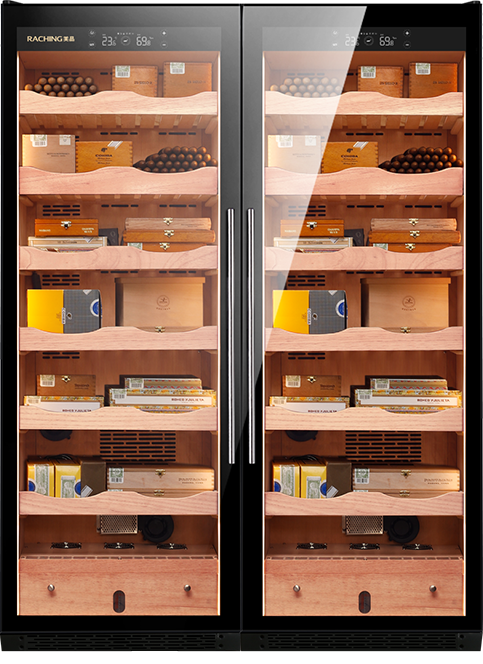 Raching CS600 – Dual-Door Wine Cooler & Electronic Cigar Humidor Cabinet (Wine + Cigars)