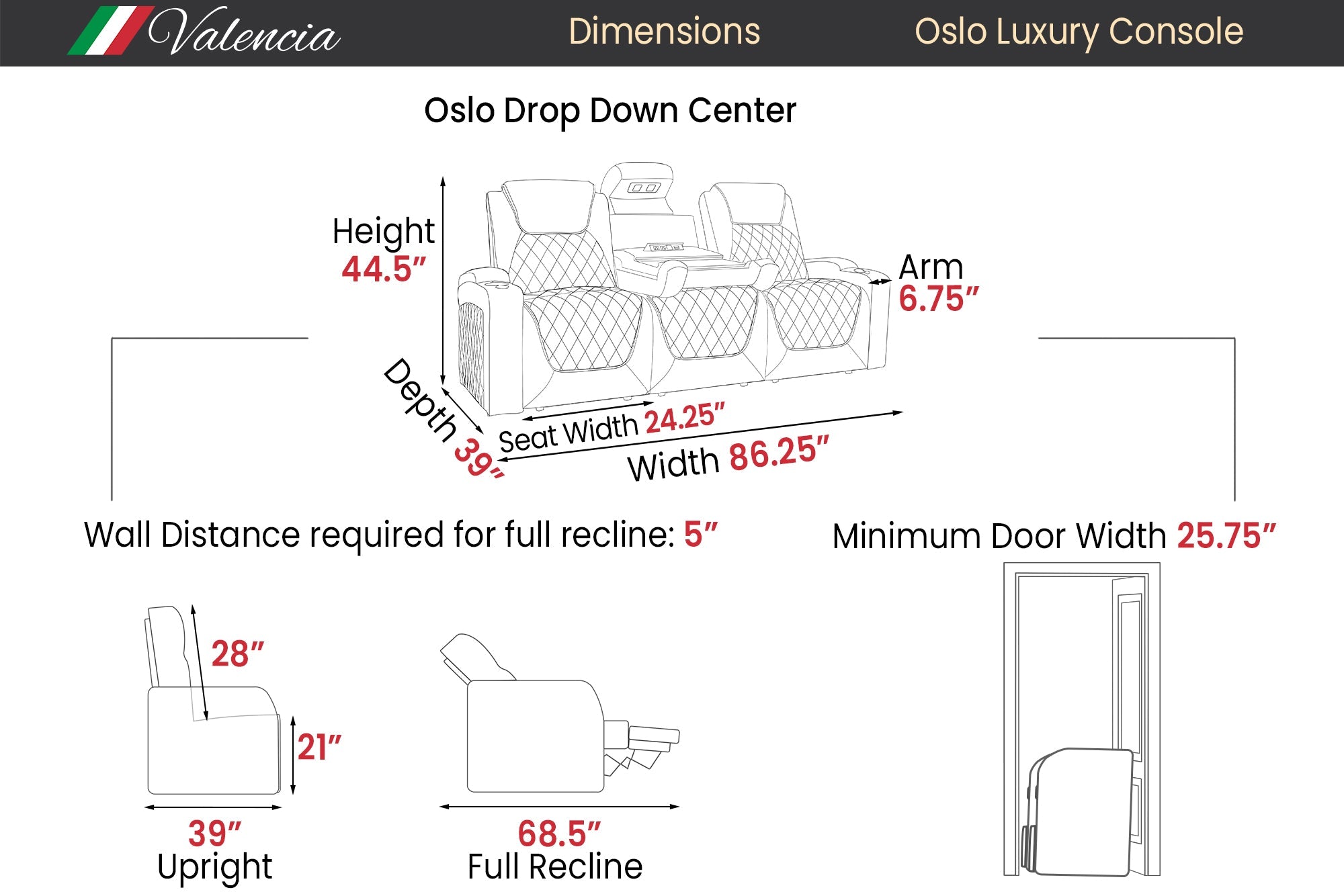 Valencia Oslo Luxury Console Theater Seating