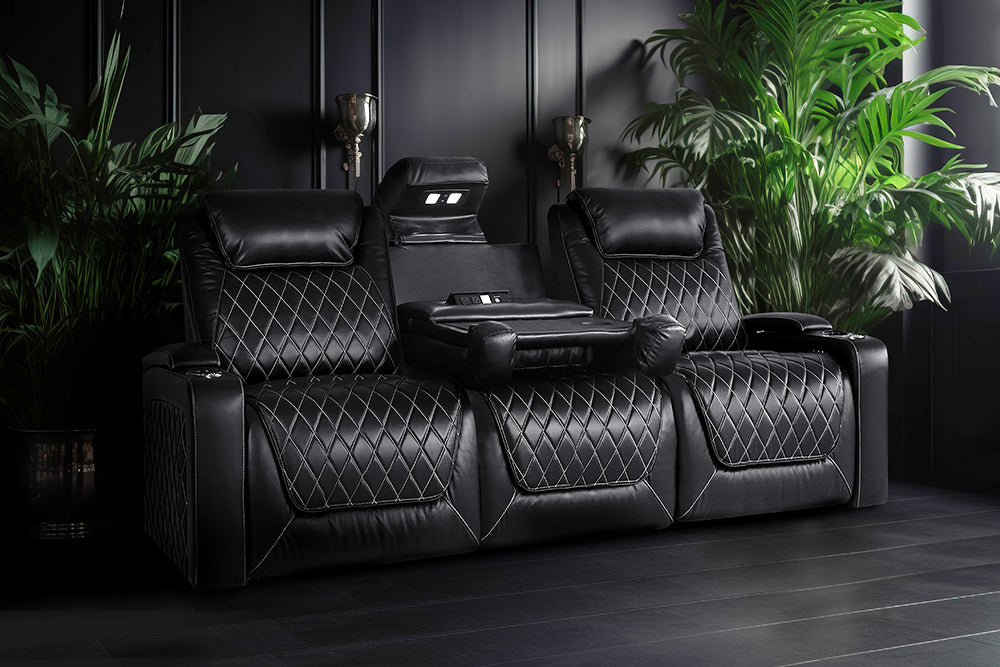 Valencia Oslo XL Console Luxury Italian Leather Theater Seating