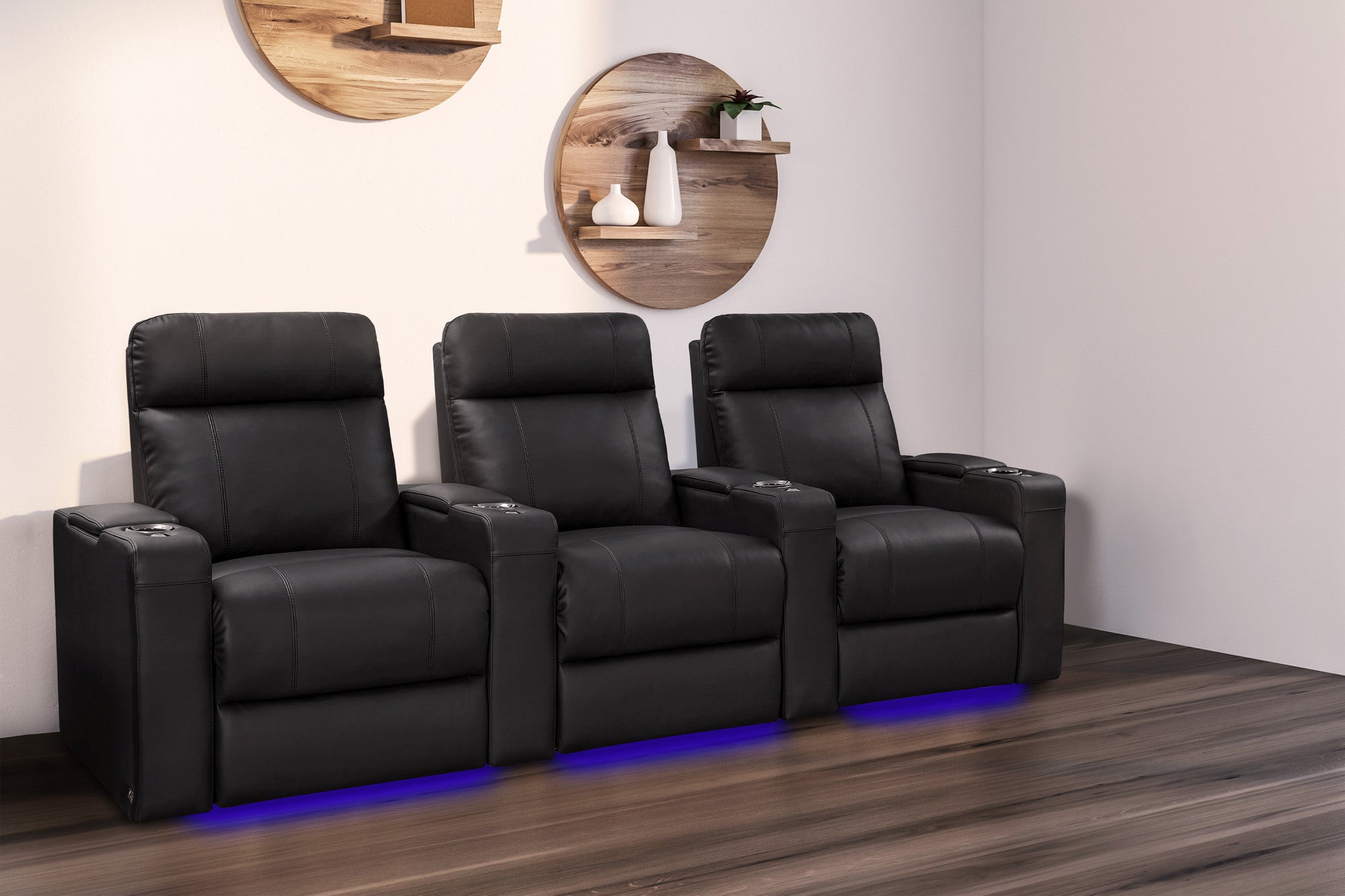 Valencia Piacenza Luxury Leather Home Theater Seating – Row of 2 Loveseat | Onyx