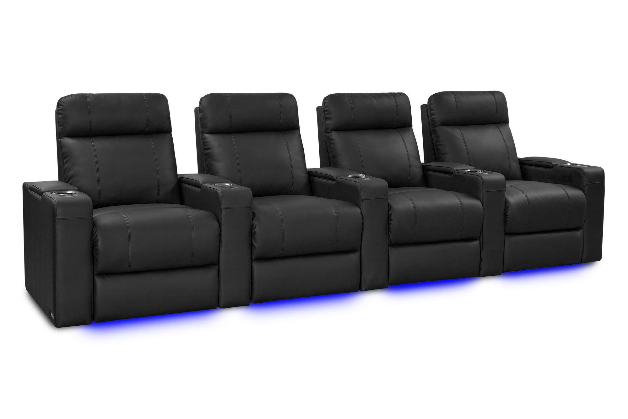 Valencia Piacenza Luxury Leather Home Theater Seating – Row of 4 (Onyx)