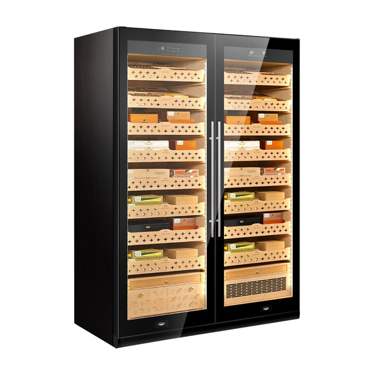 Raching SD800 – Smart Dual-Door Humidor & Wine Cooler (Cigars + Wine Storage Combo)