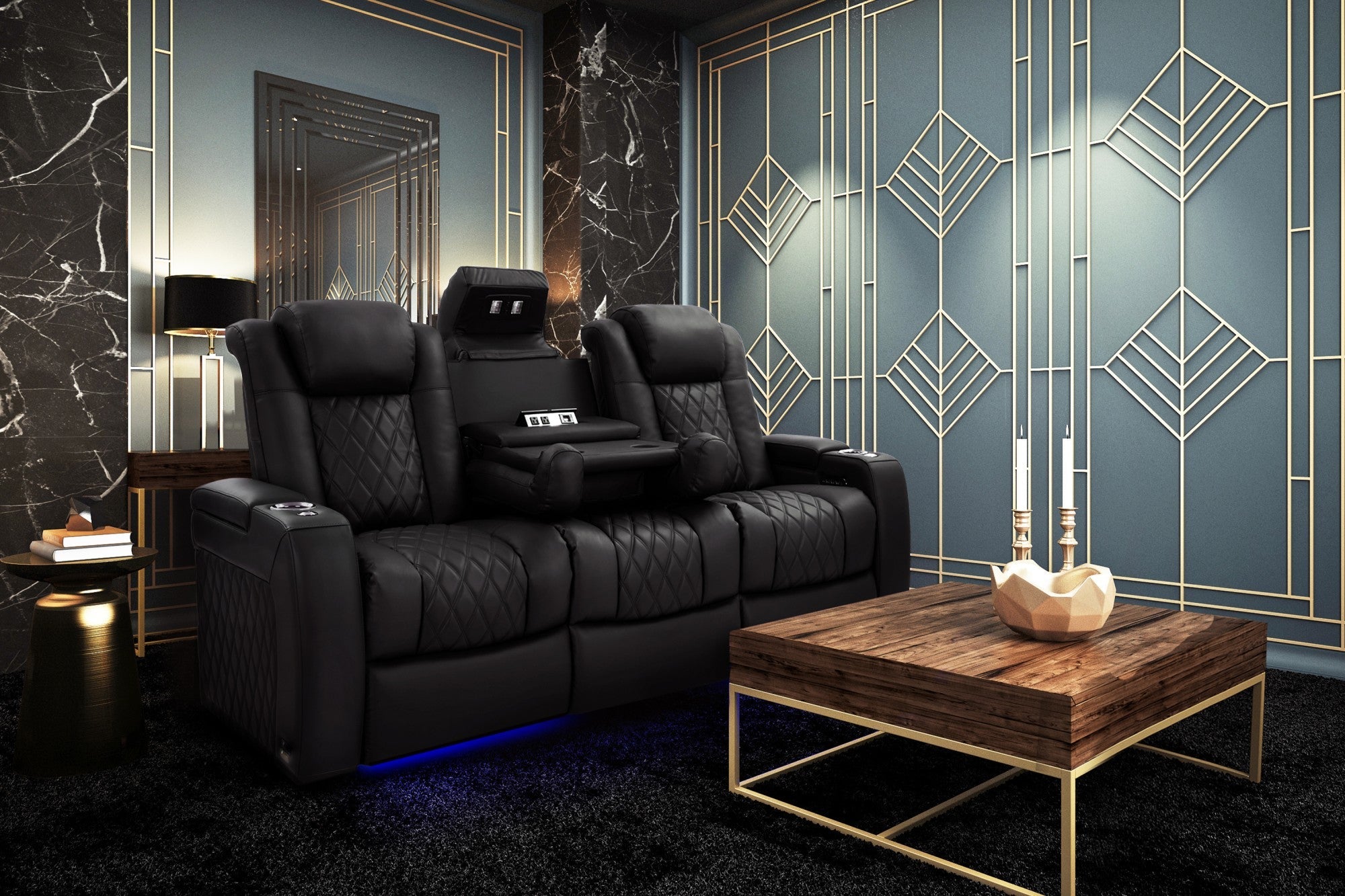 Valencia Tuscany Luxury Console Italian Leather Home Theater Seating – 2025 Edition