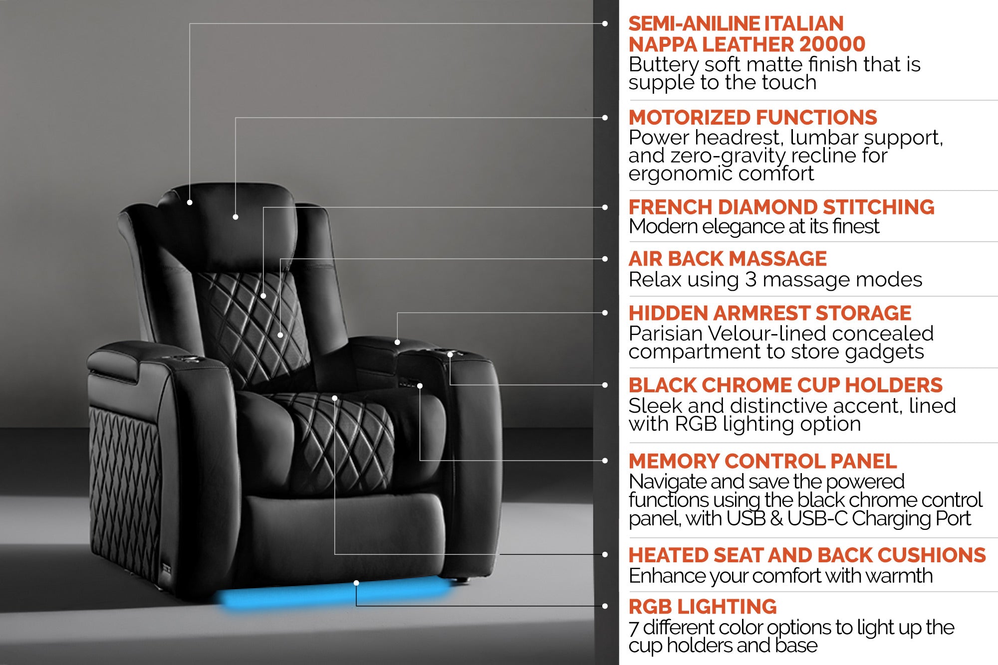 Valencia Tuscany Luxury Float™ Zero Gravity Heat & Massage Theater Seating – 2025 Edition