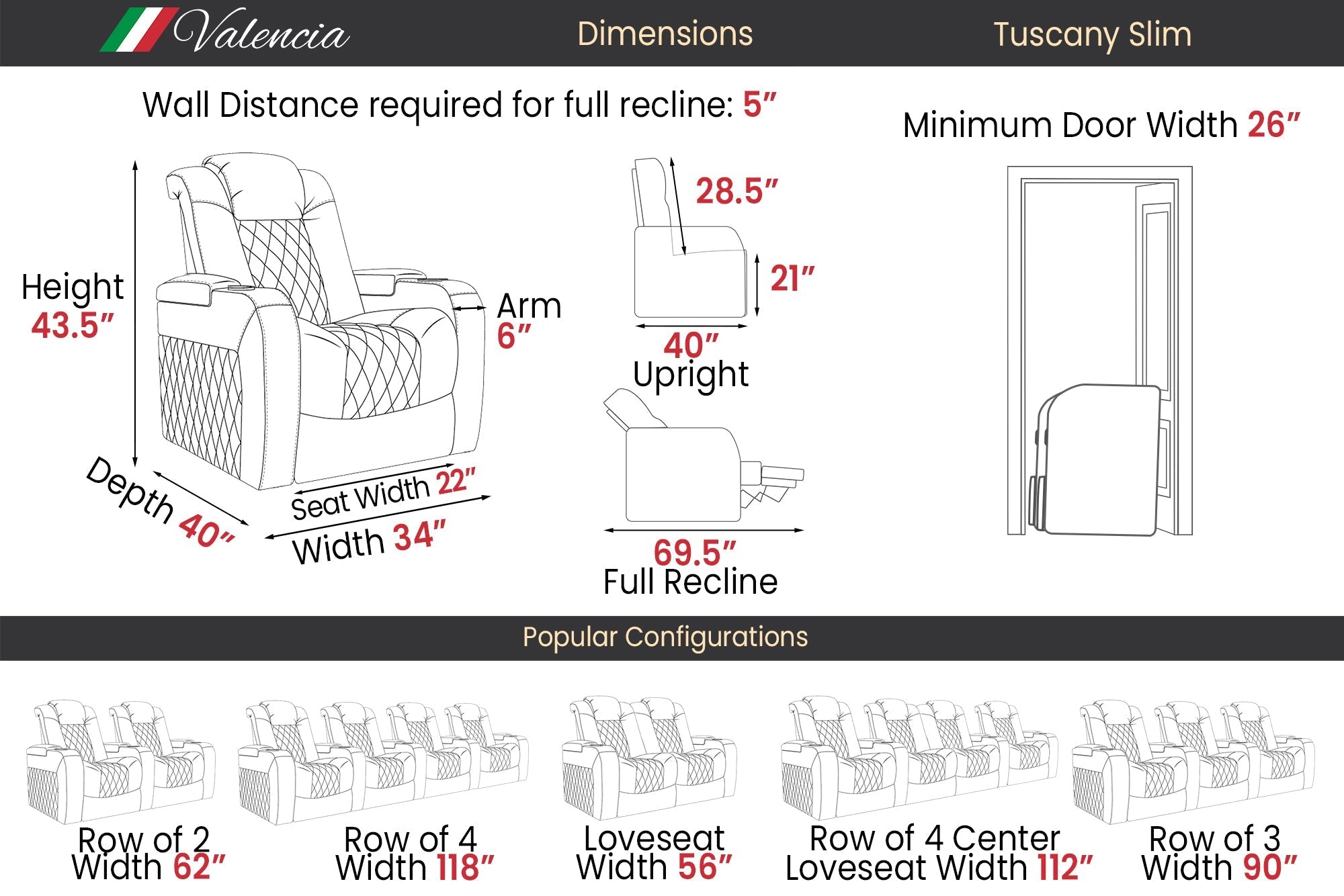 Valencia Tuscany Slim Ultimate Italian Semi-Aniline Leather Theater Seating – 2025 Luxury Edition