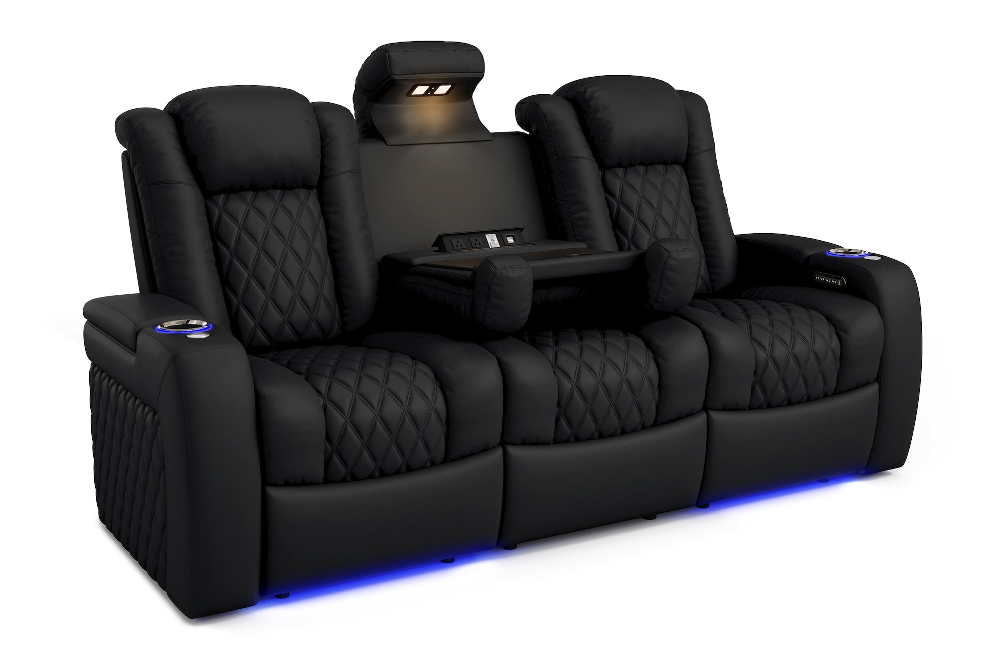 Valencia Tuscany XL Console Luxury Italian Semi-Aniline Leather Theater Seating