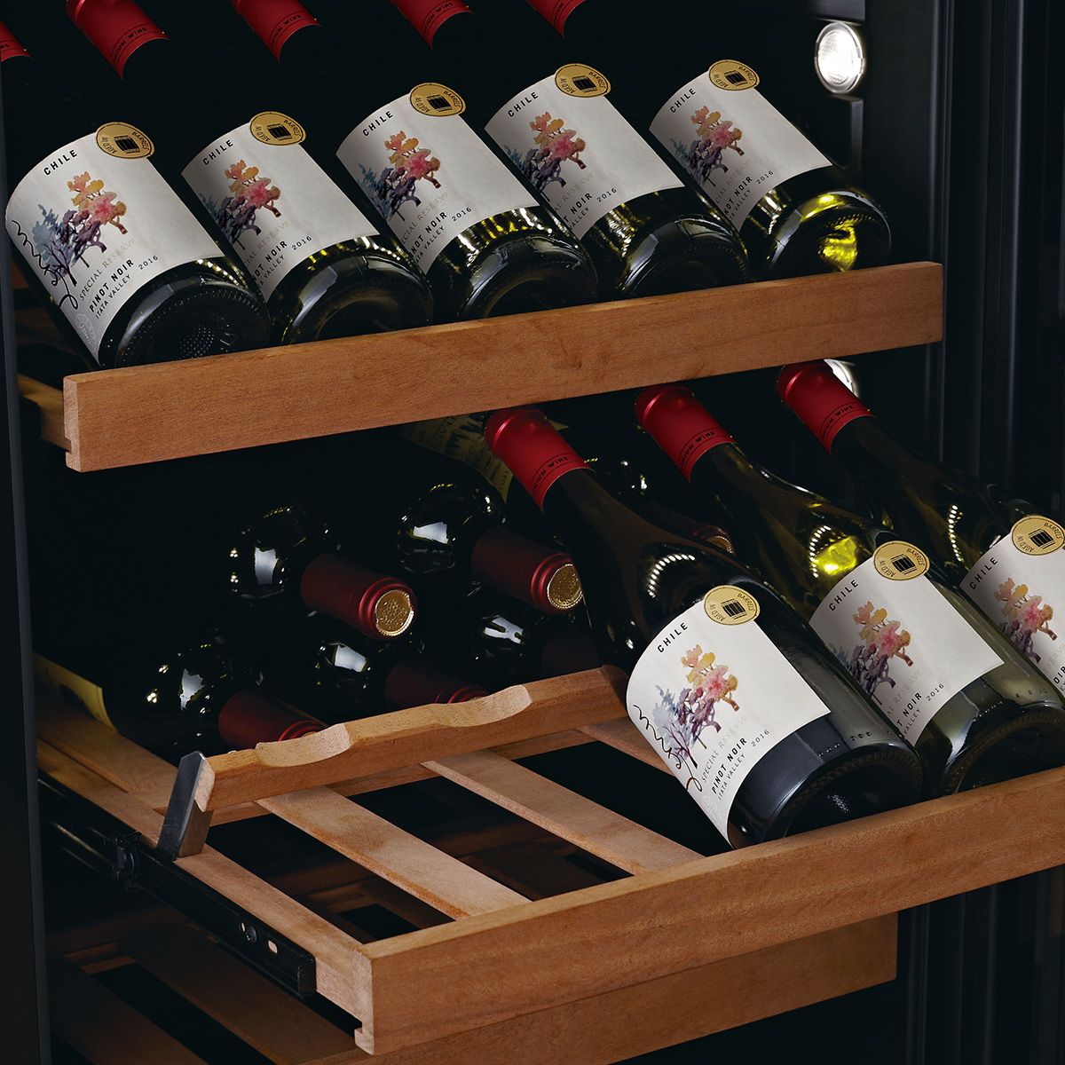 SWISSCAVE WLB-460DFLD-MIX Dual Zone Wine Cooler – 172cm, 144 Bottle Presentation Cabinet