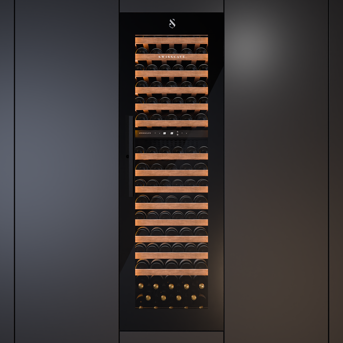 SWISSCAVE WIB-178DF Dual Zone Wine Cooler – 178cm Built-In, 94 Bottle Capacity