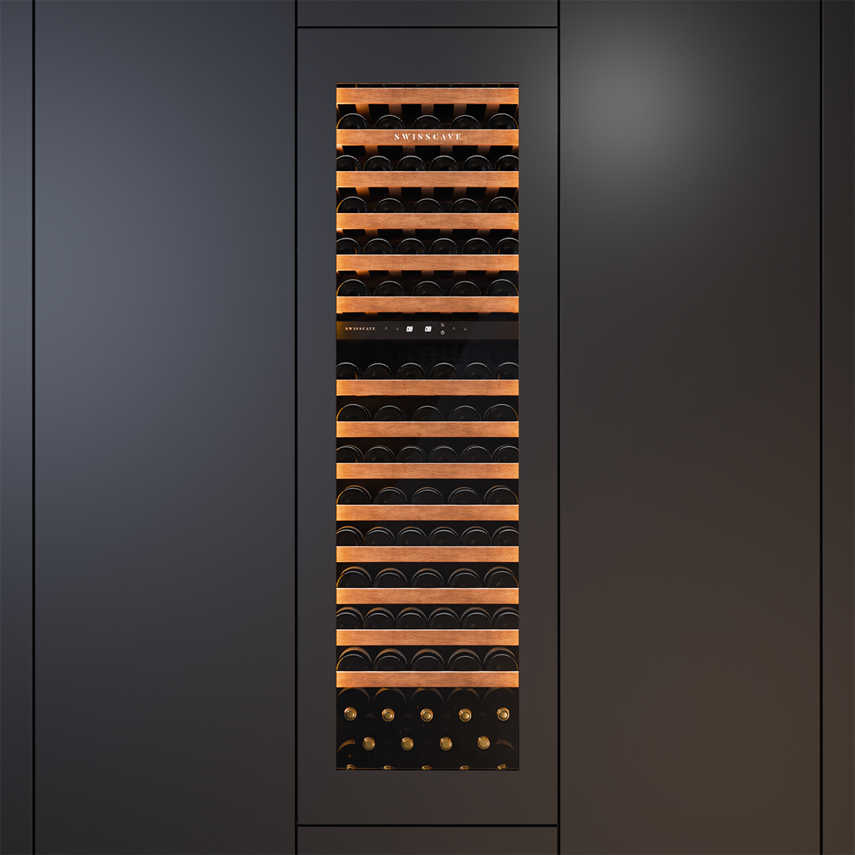 SWISSCAVE WIB-178DFP Dual Zone Wine Cooler – 178cm Built-In, 94 Bottle, Panel Ready
