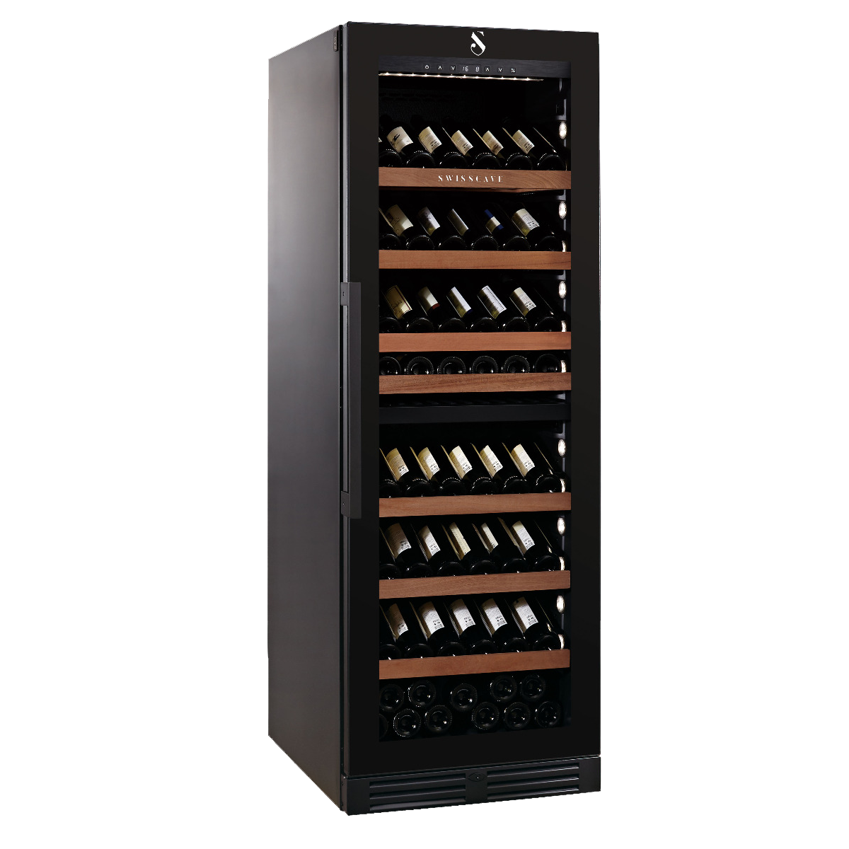 SWISSCAVE WLB-460DFLD-MIX Dual Zone Wine Cooler – 172cm, 144 Bottle Presentation Cabinet