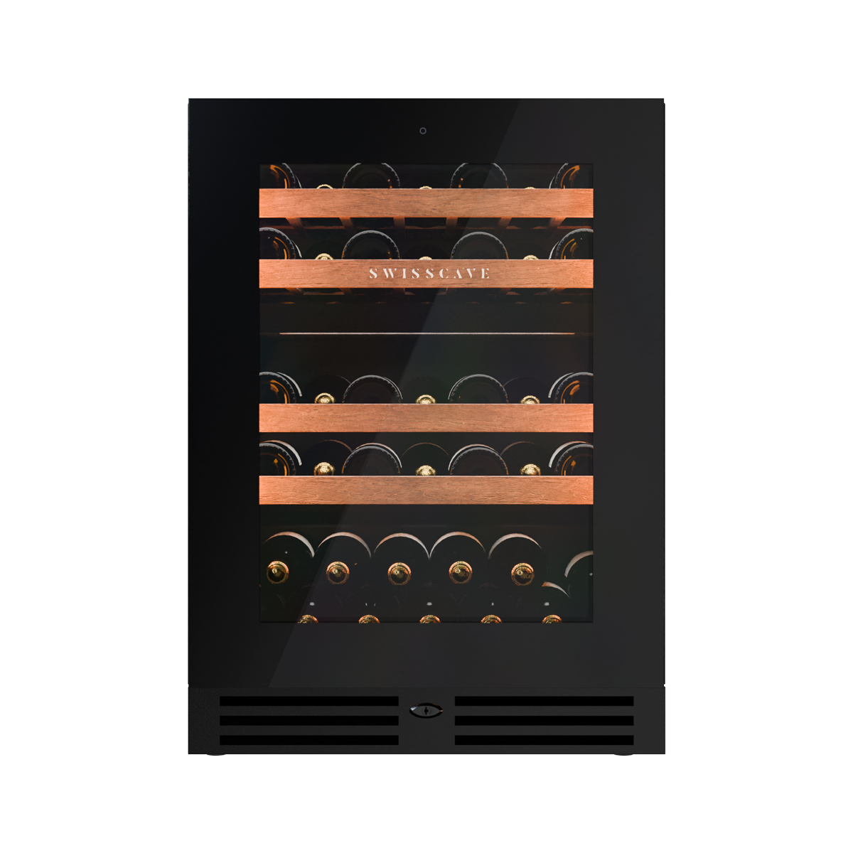 SWISSCAVE WUB-60DFT Dual Zone Wine Cooler – 60cm Built-Under, 39 Bottles, Touch-to-Open