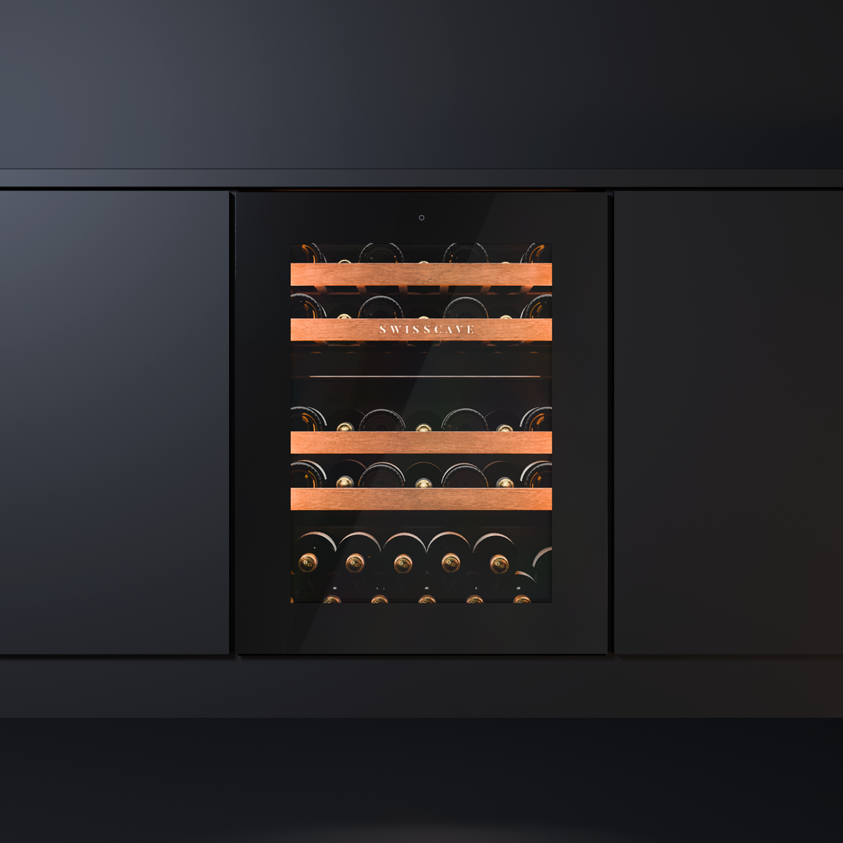 SWISSCAVE WUB-60DFT Dual Zone Wine Cooler – 60cm Built-Under, 39 Bottles, Touch-to-Open