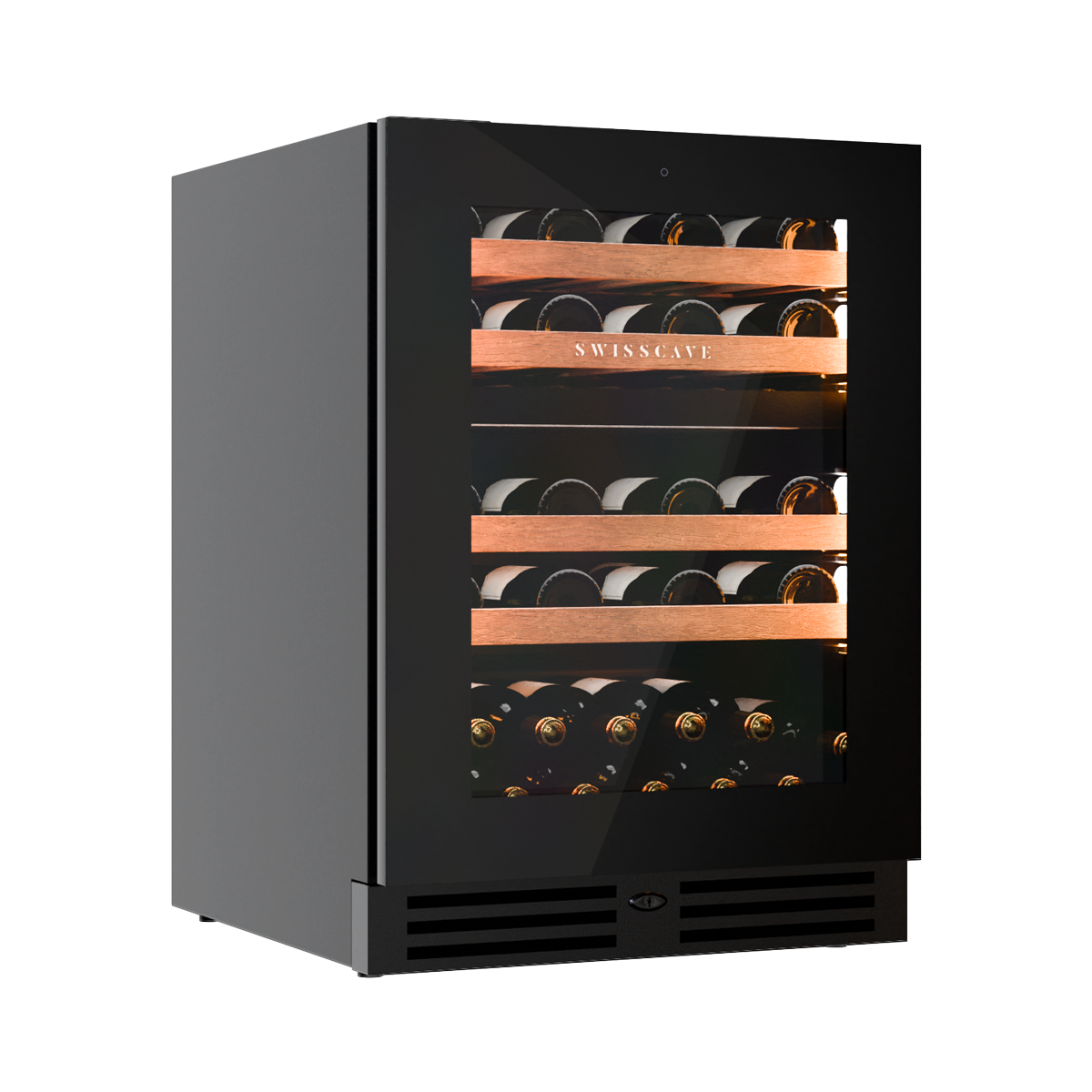SWISSCAVE WUB-60DFT Dual Zone Wine Cooler – 60cm Built-Under, 39 Bottles, Touch-to-Open