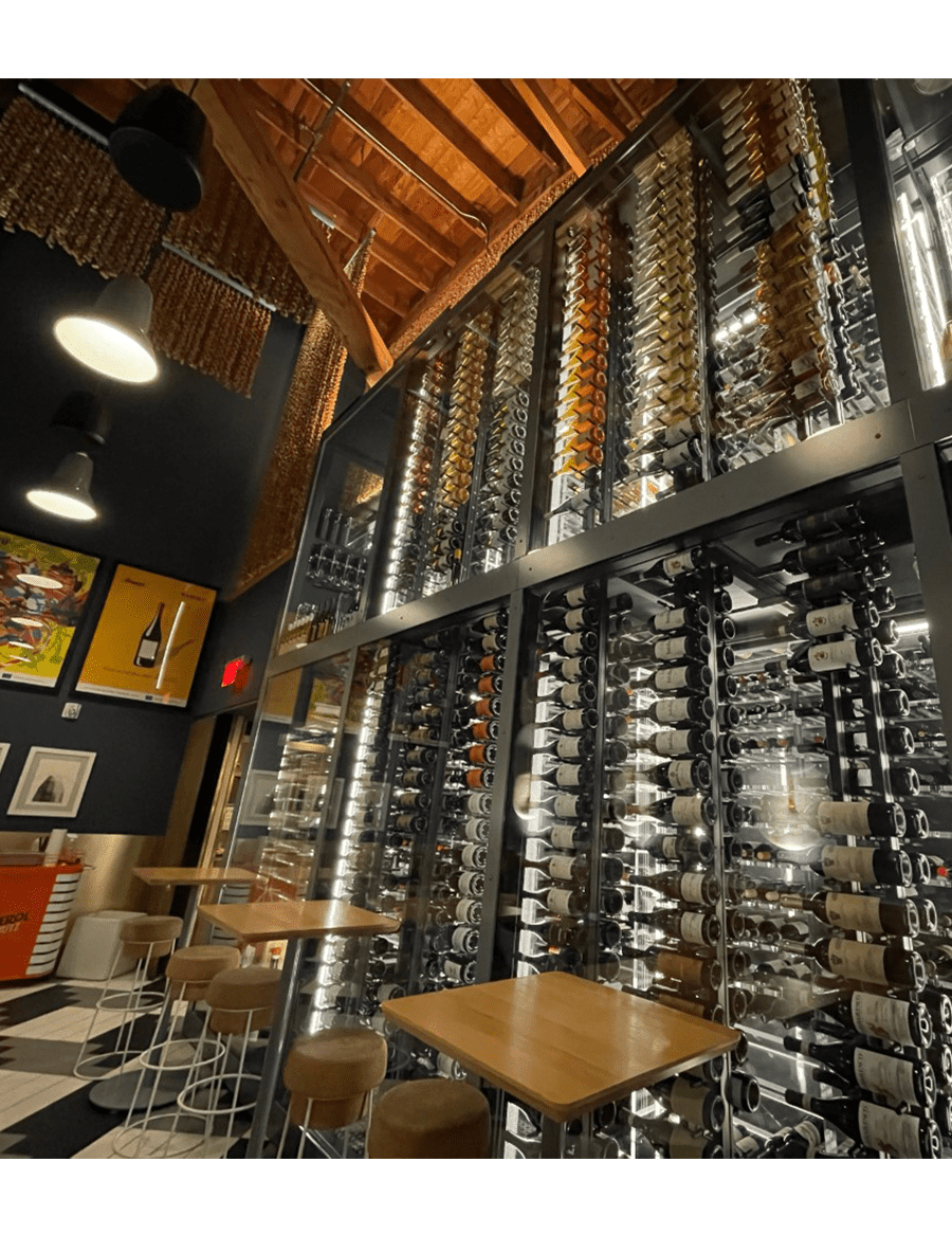 Ultra Wine Racks & Cellars Floor-to-Ceiling Mounted Wine Rack Display – 2-Sided (126 Bottles)