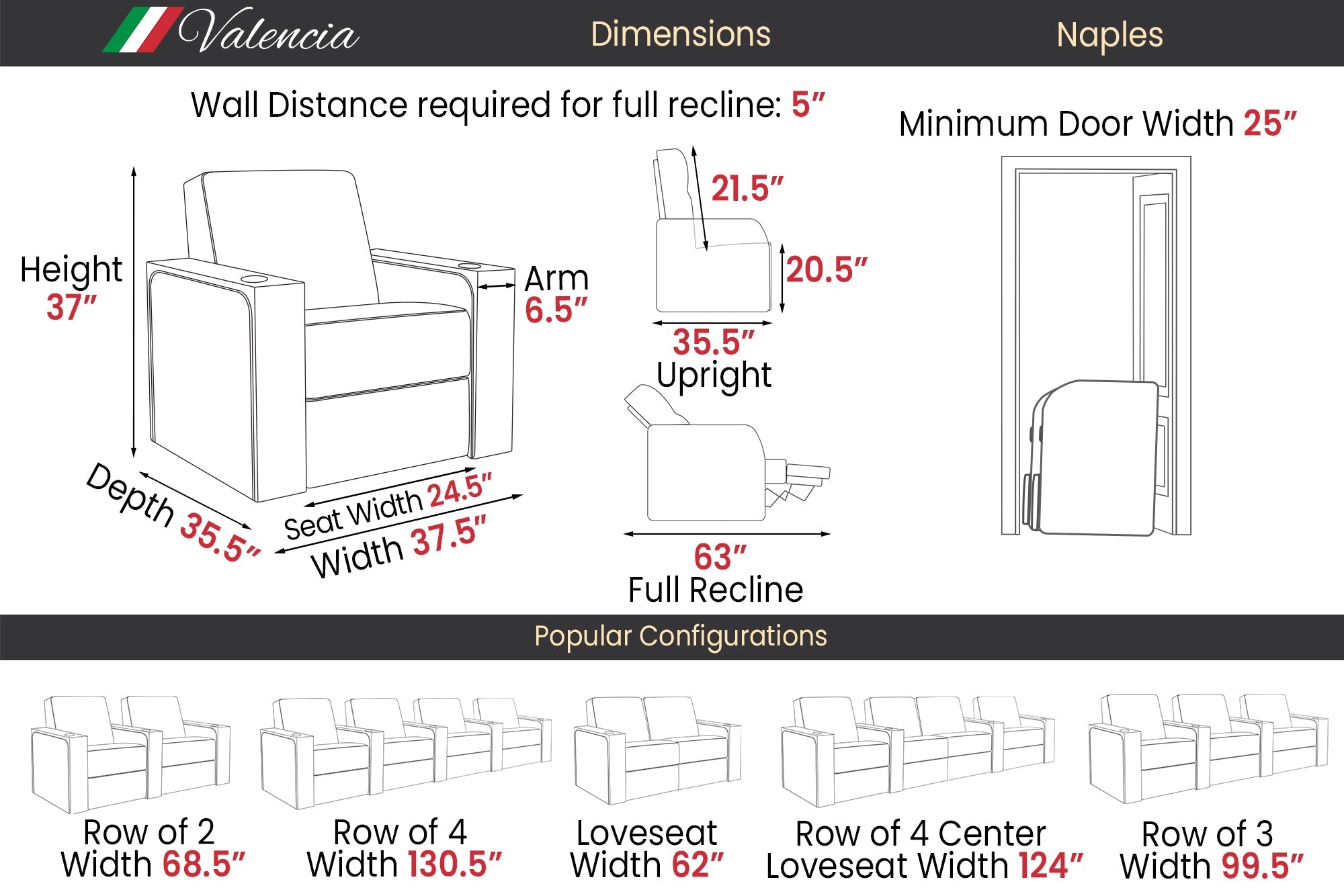 Valencia Naples Elegance Home Theater Seating