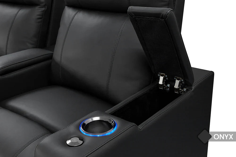 Valencia Piacenza Luxury Leather Home Theater Seating – Row of 3 | Onyx