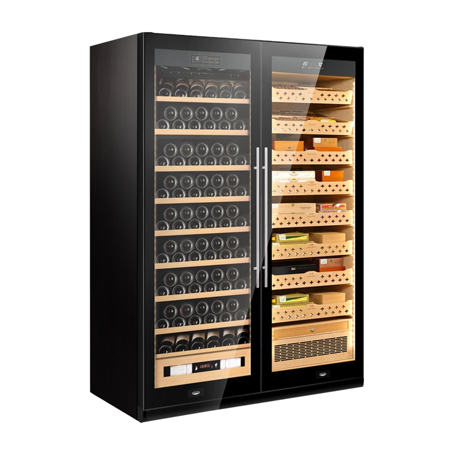 Raching SD800 – Smart Dual-Door Humidor & Wine Cooler (Cigars + Wine Storage Combo)