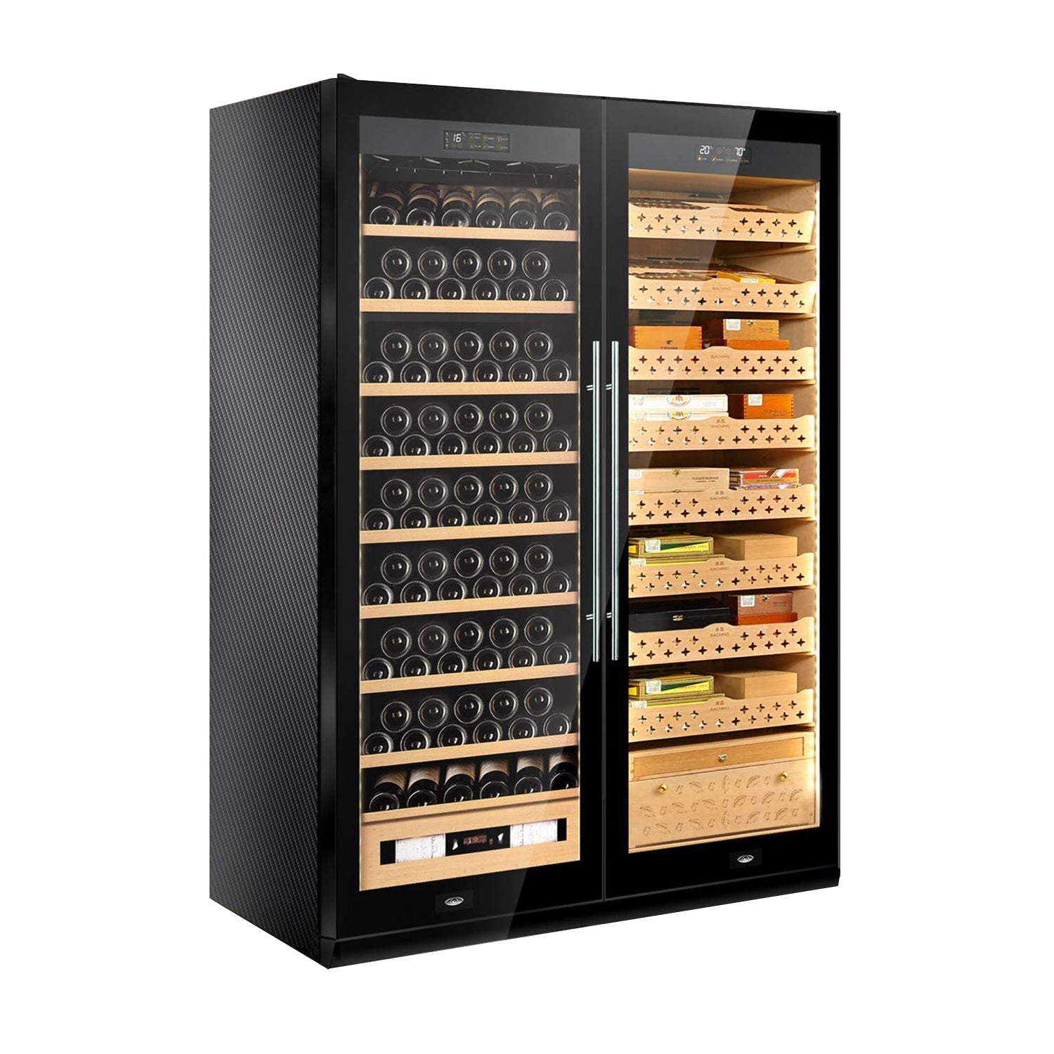 Raching SD800 – Smart Dual-Door Humidor & Wine Cooler (Cigars + Wine Storage Combo)