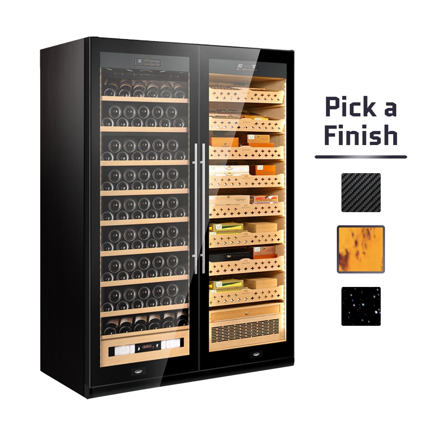Raching SD800 – Smart Dual-Door Humidor & Wine Cooler (Cigars + Wine Storage Combo)
