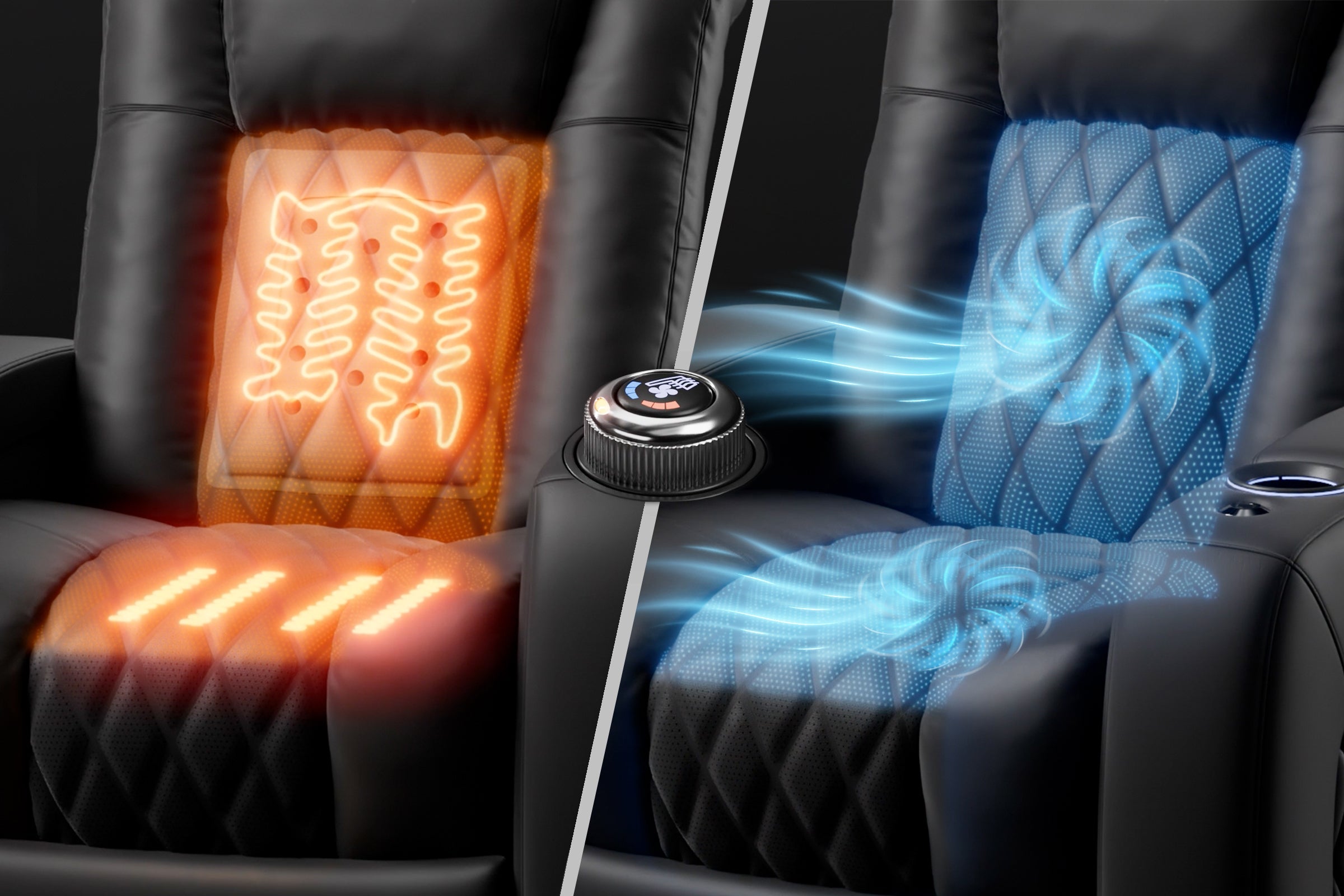 Valencia Tuscany Ultimate Heat & Ventilation Italian Semi-Aniline Leather Theater Seating