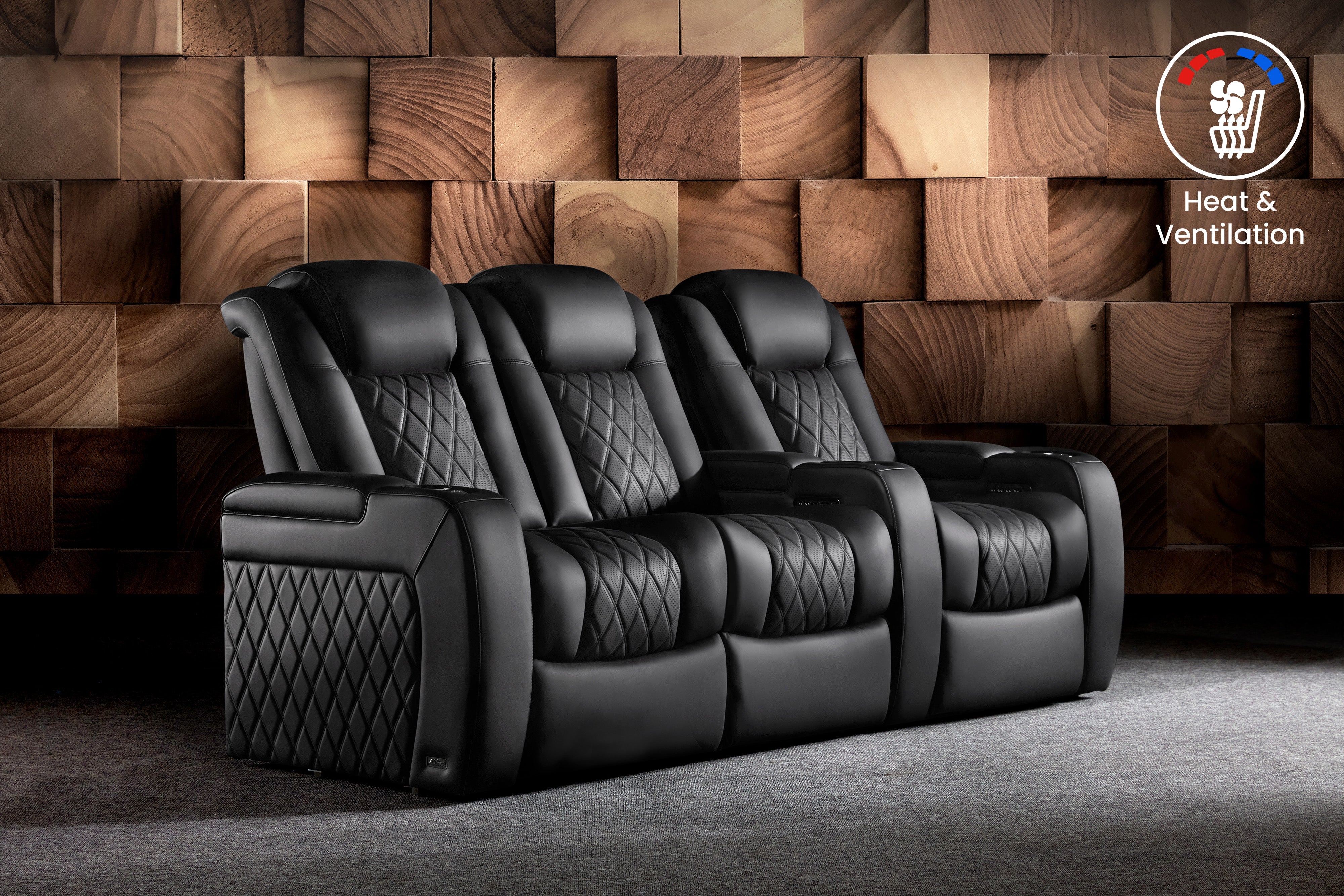 Valencia Tuscany Ultimate Heat & Ventilation Italian Semi-Aniline Leather Theater Seating