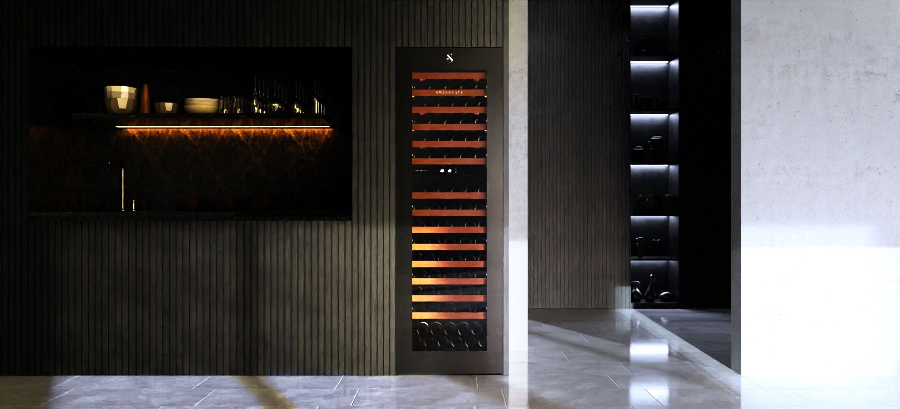 SWISSCAVE WIB-178DFP Dual Zone Wine Cooler – 178cm Built-In, 94 Bottle, Panel Ready