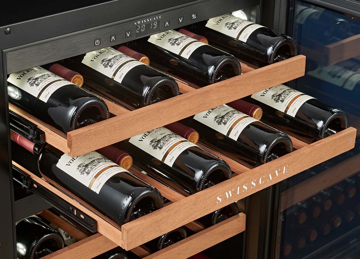 SWISSCAVE WUB-60DFT Dual Zone Wine Cooler – 60cm Built-Under, 39 Bottles, Touch-to-Open